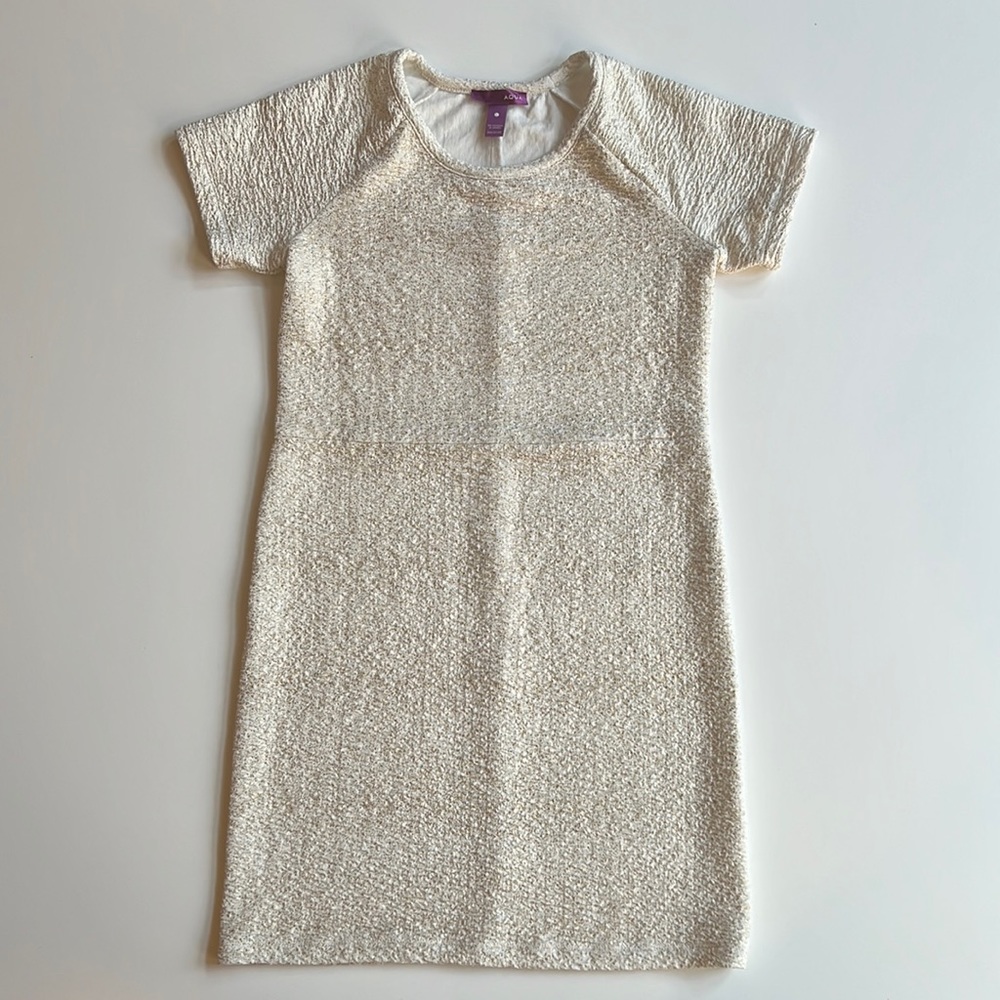 Aqua girls size L dress in stretchy white/cream color with flecks of gold